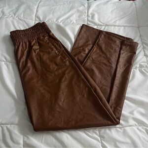 NWOT AERIE faux leather wide leg pants